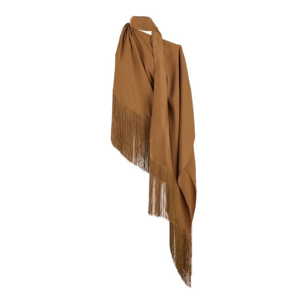 Taller Marmo Women 'Atlas' Brown Top With Fringed Design In Fabric For Women